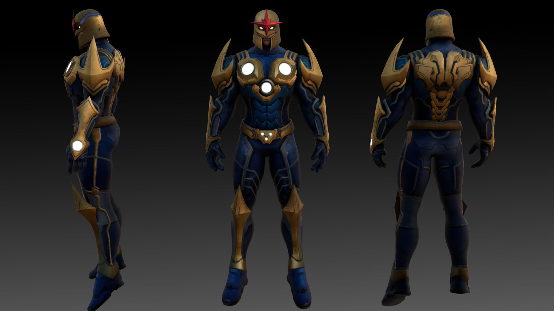 Marvel Nova Richard Rider 3D Model Fully Rigged and Textured Low-poly 3D model_1
