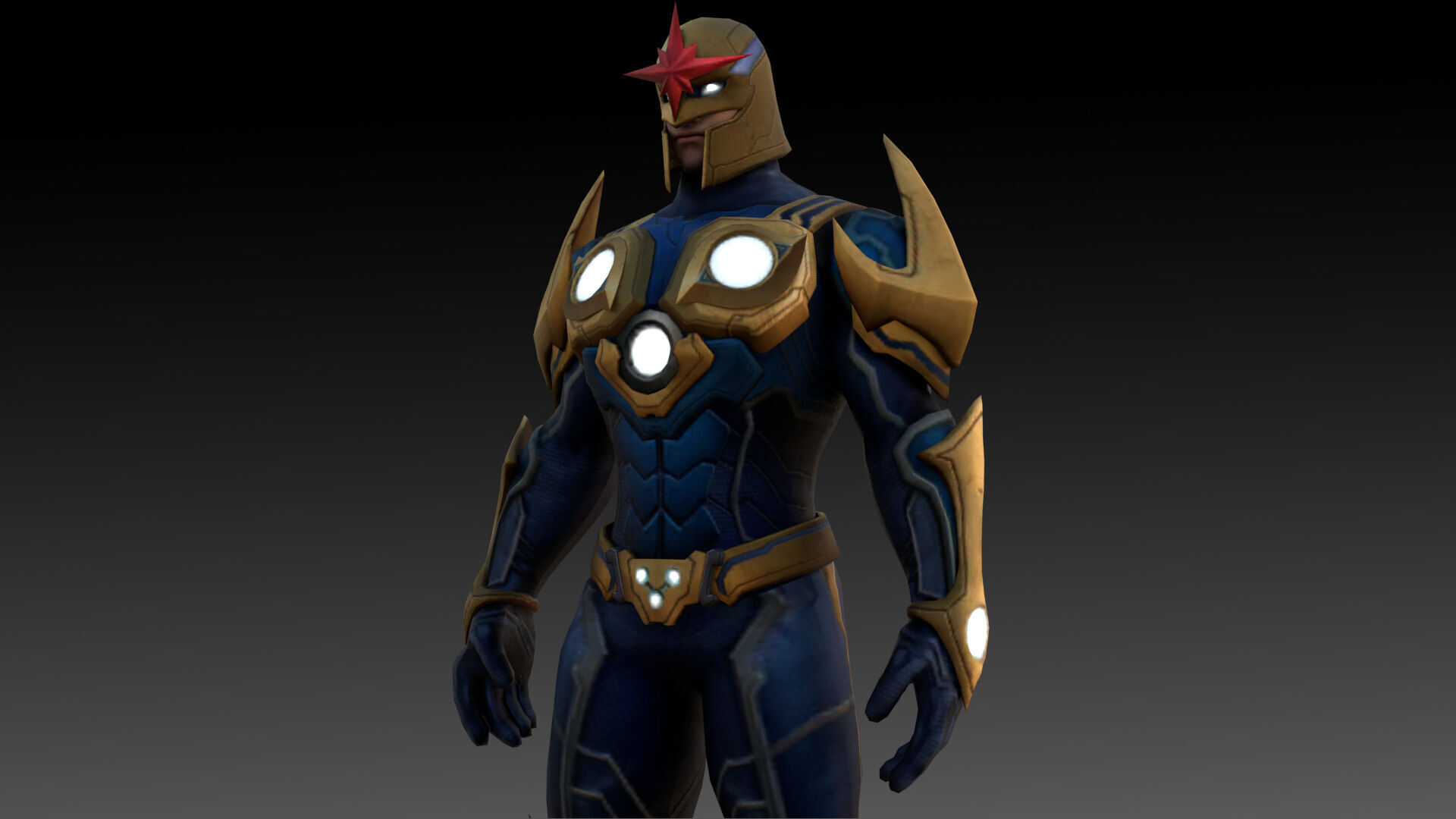 Marvel Nova Richard Rider 3D Model Fully Rigged and Textured Low-poly 3D model_3