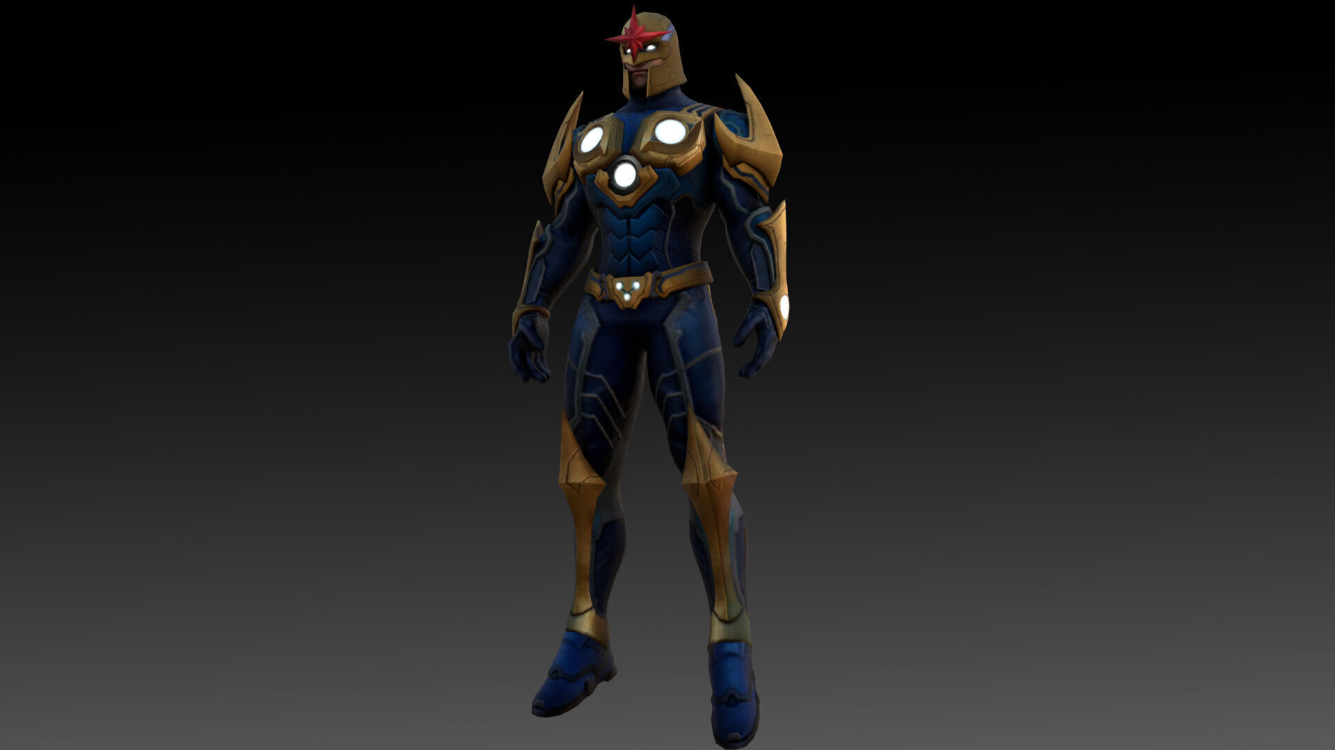 Marvel Nova Richard Rider 3D Model Fully Rigged and Textured Low-poly 3D model_6
