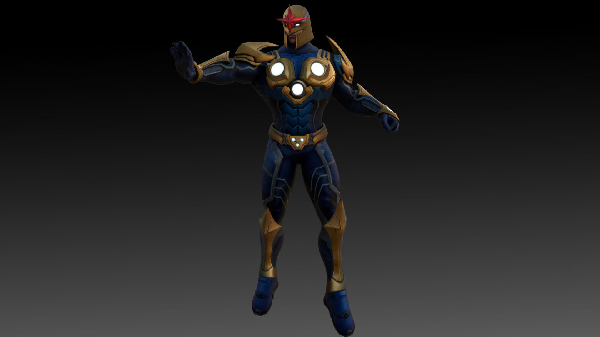 Marvel Nova Richard Rider 3D Model Fully Rigged and Textured Low-poly 3D model_7