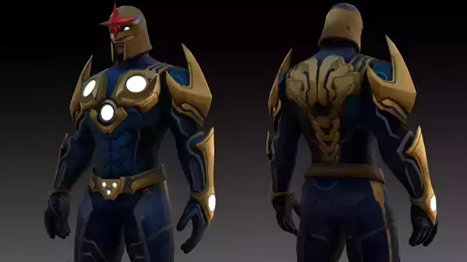 Marvel Nova Richard Rider 3D Model Fully Rigged and Textured