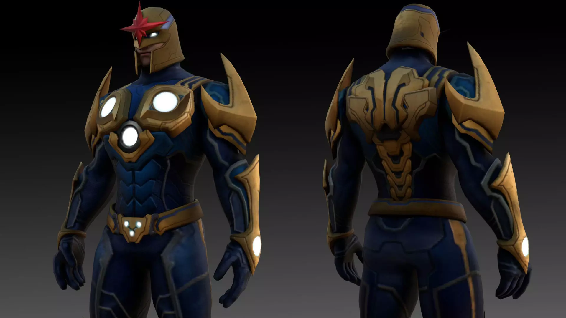 Marvel Nova Richard Rider 3D Model Fully Rigged and Textured Low-poly 3D model_0