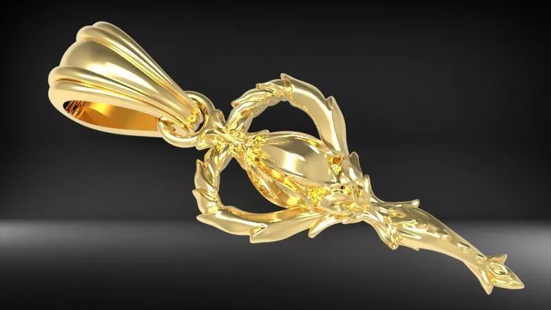 Fairy tale Heart Key Pendant Necklace Jewelry 3D print model