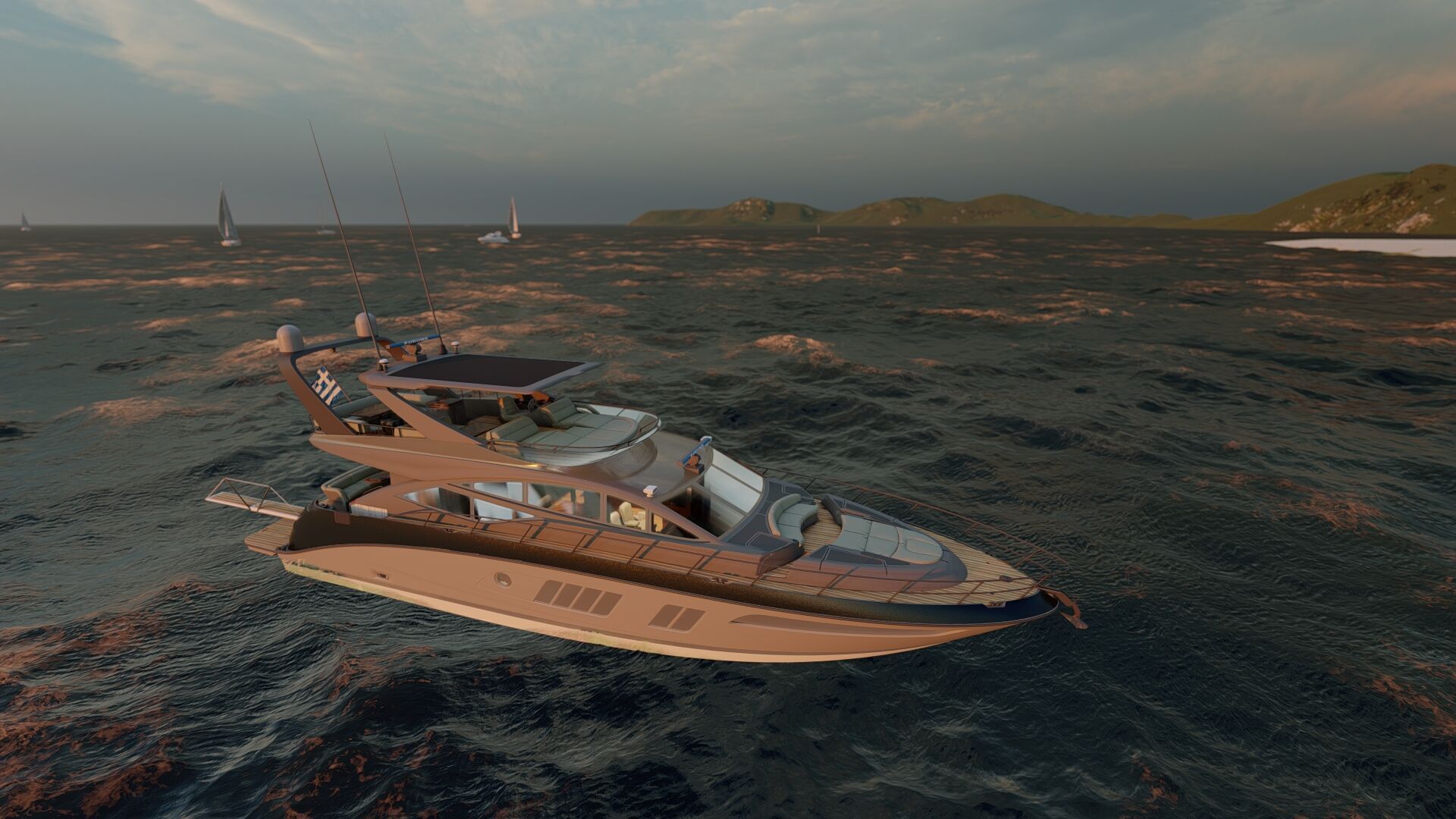 Luxury yacht 77feet 3D model_23
