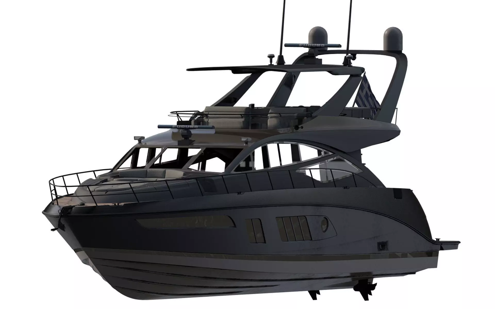 Luxury yacht 77feet 3D model_0