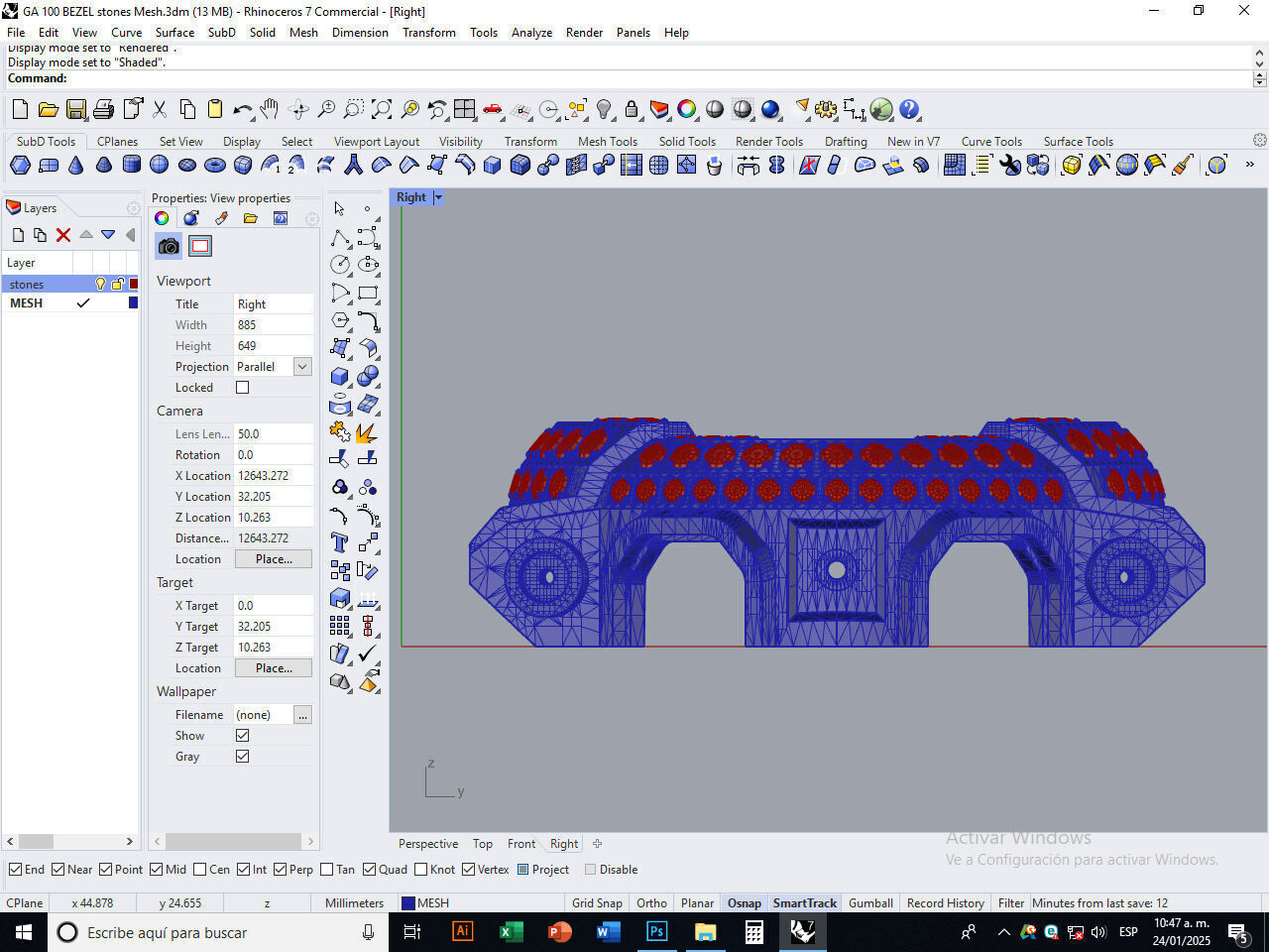 Watch Bezel with 108 Stones Compatible with GA 100 3D print model_13