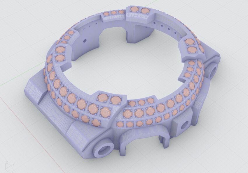 Watch Bezel with 108 Stones Compatible with GA 100 3D print model_28
