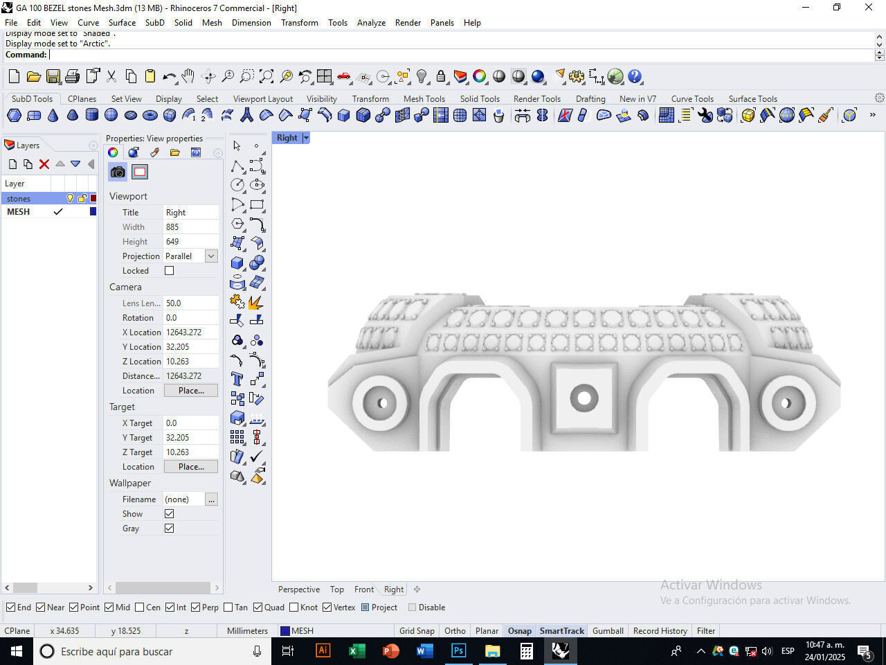 Watch Bezel with 108 Stones Compatible with GA 100 3D print model_14
