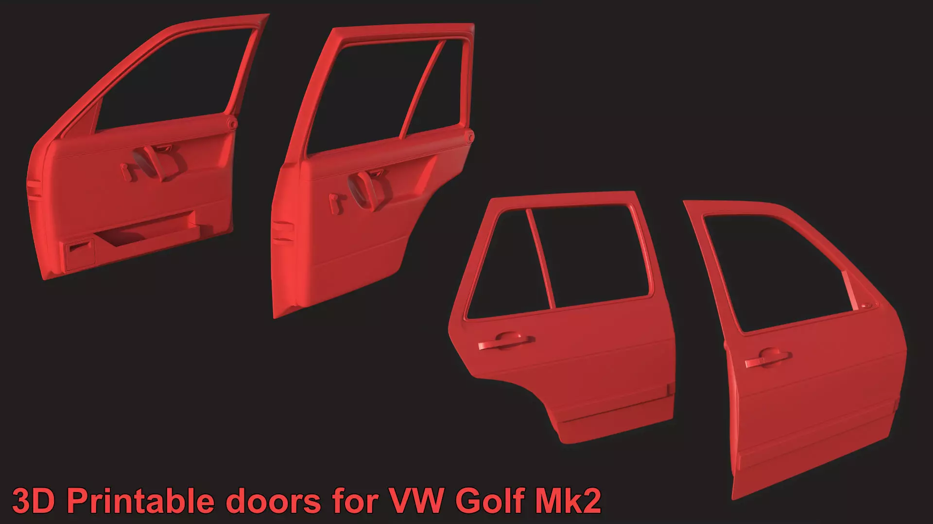 Four Doors for VW Golf Mk2 Doors  3D print model_0