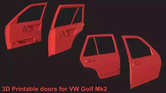 Four Doors for VW Golf Mk2 Doors  3D print model