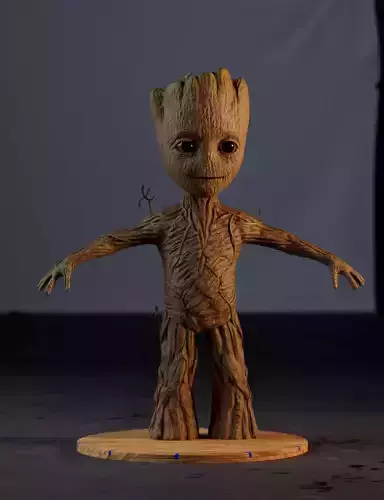 Baby Groot - Realistic and Rigged Low-poly 3D model