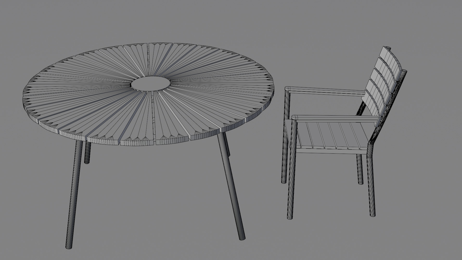 Outdoor Table and Chair Set 3D model_9
