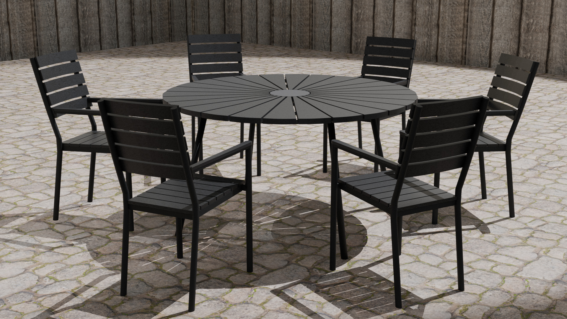 Outdoor Table and Chair Set 3D model_8