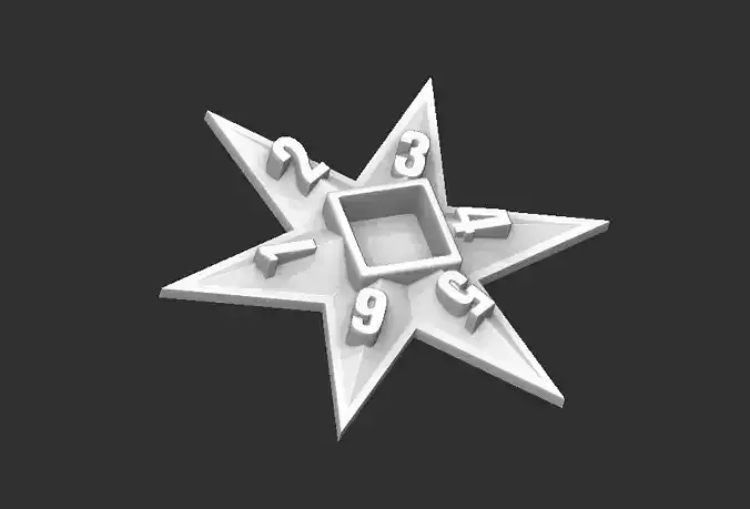 Star-Shaped Directional Dice Holder for Tabletop Games Free 3D print model