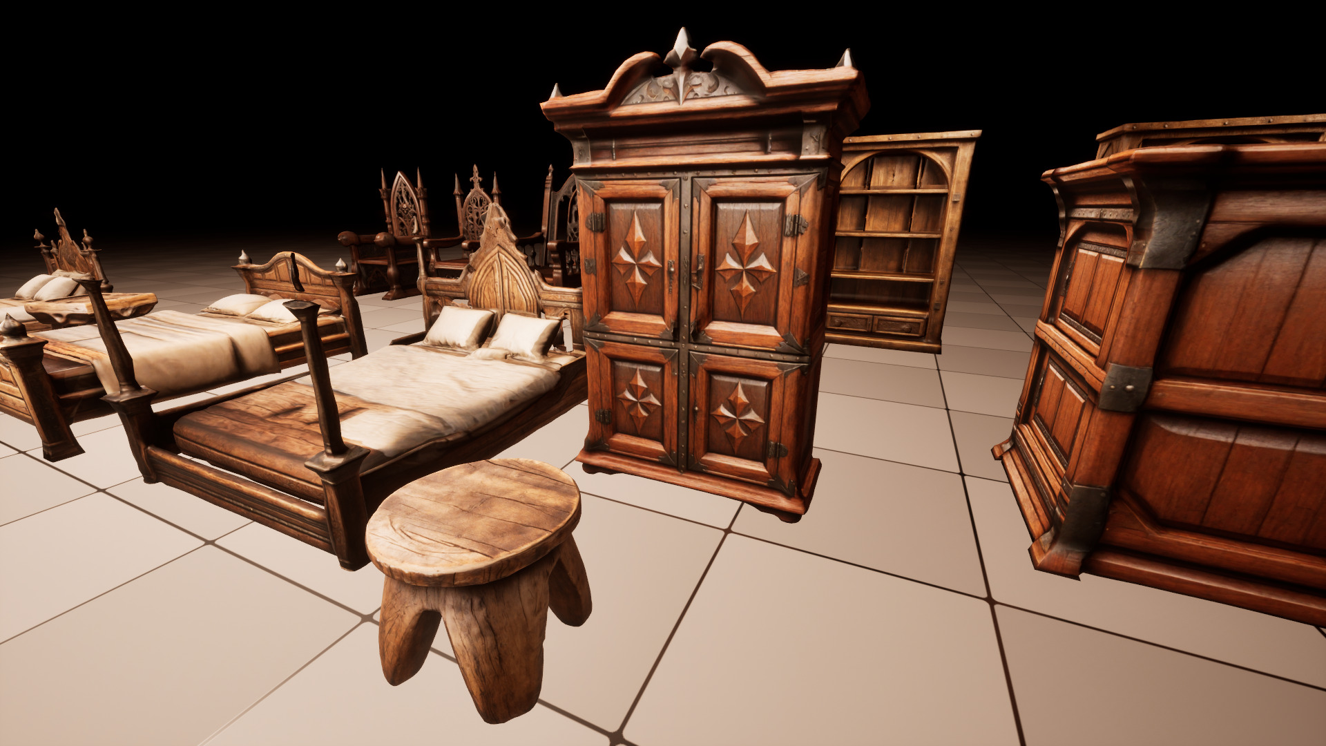 Medieval Furniture Lowpoly Asset Pack Low-poly 3D model_18