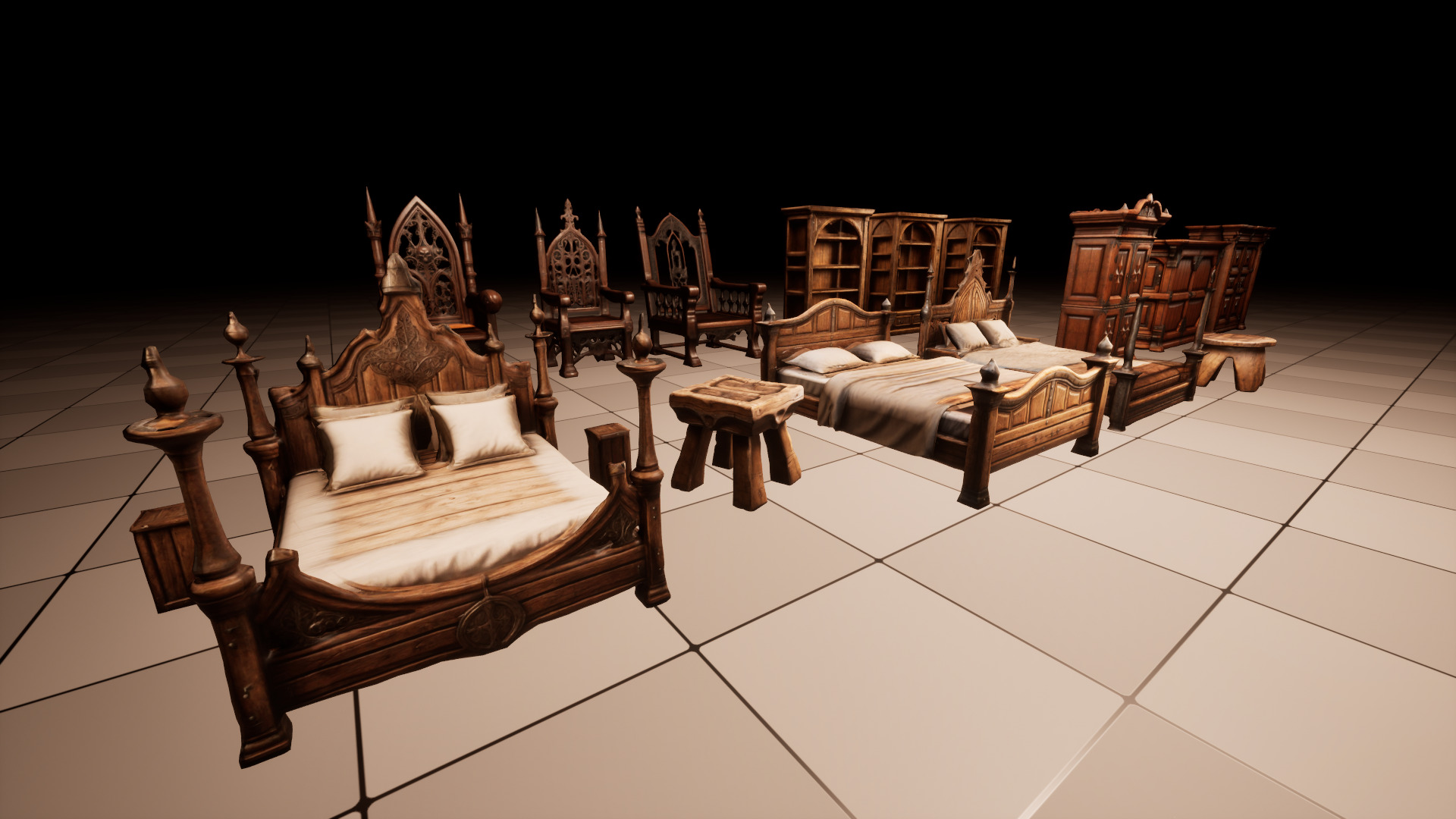 Medieval Furniture Lowpoly Asset Pack Low-poly 3D model_4