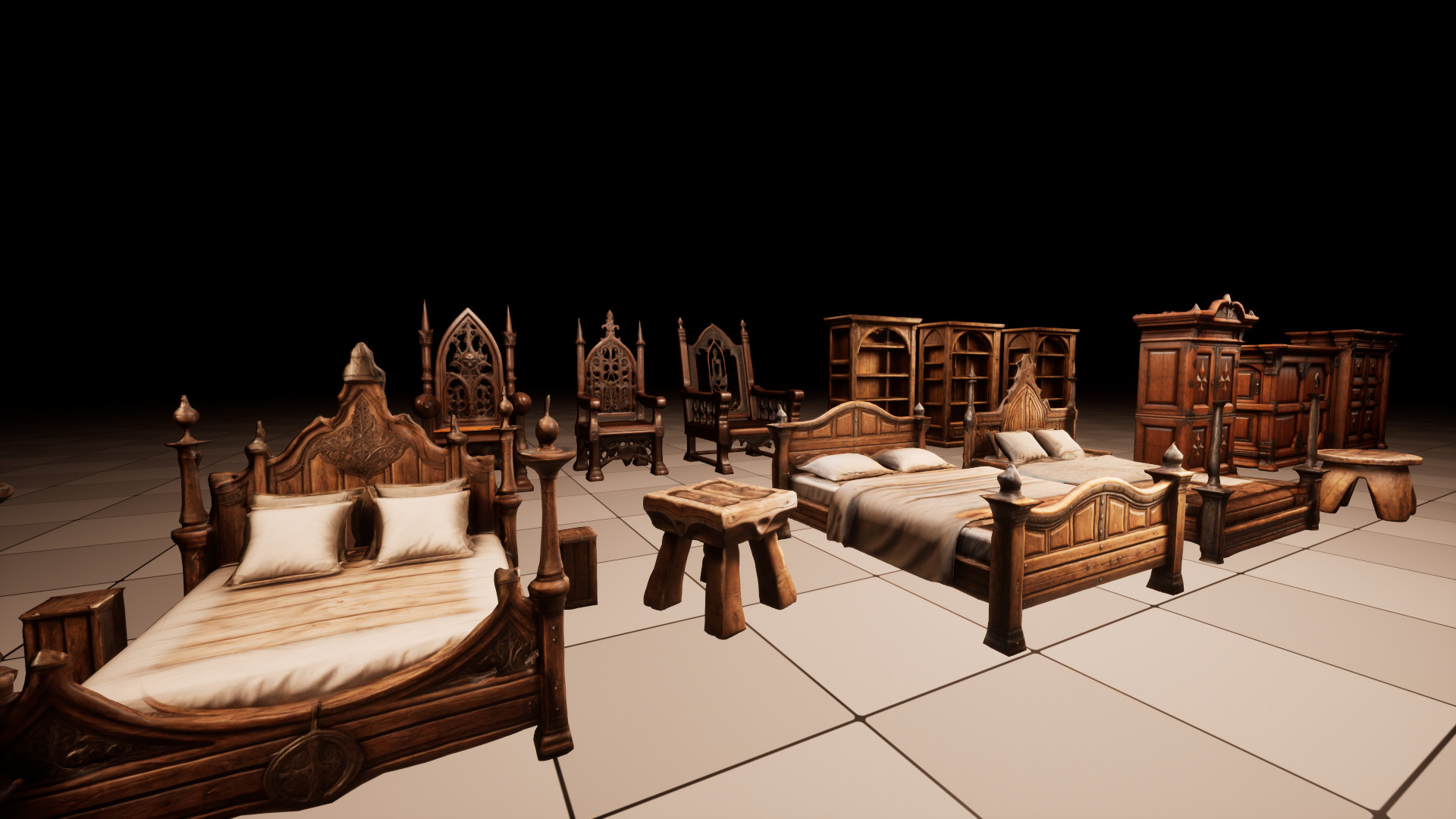 Medieval Furniture Lowpoly Asset Pack Low-poly 3D model_2