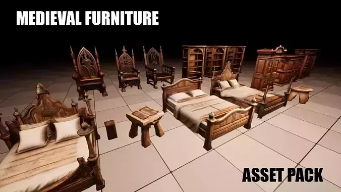 Medieval Furniture Lowpoly Asset Pack
