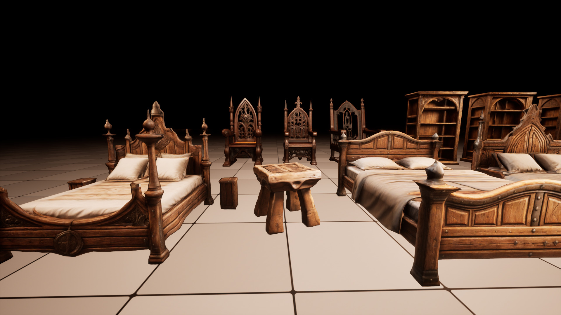Medieval Furniture Lowpoly Asset Pack Low-poly 3D model_6