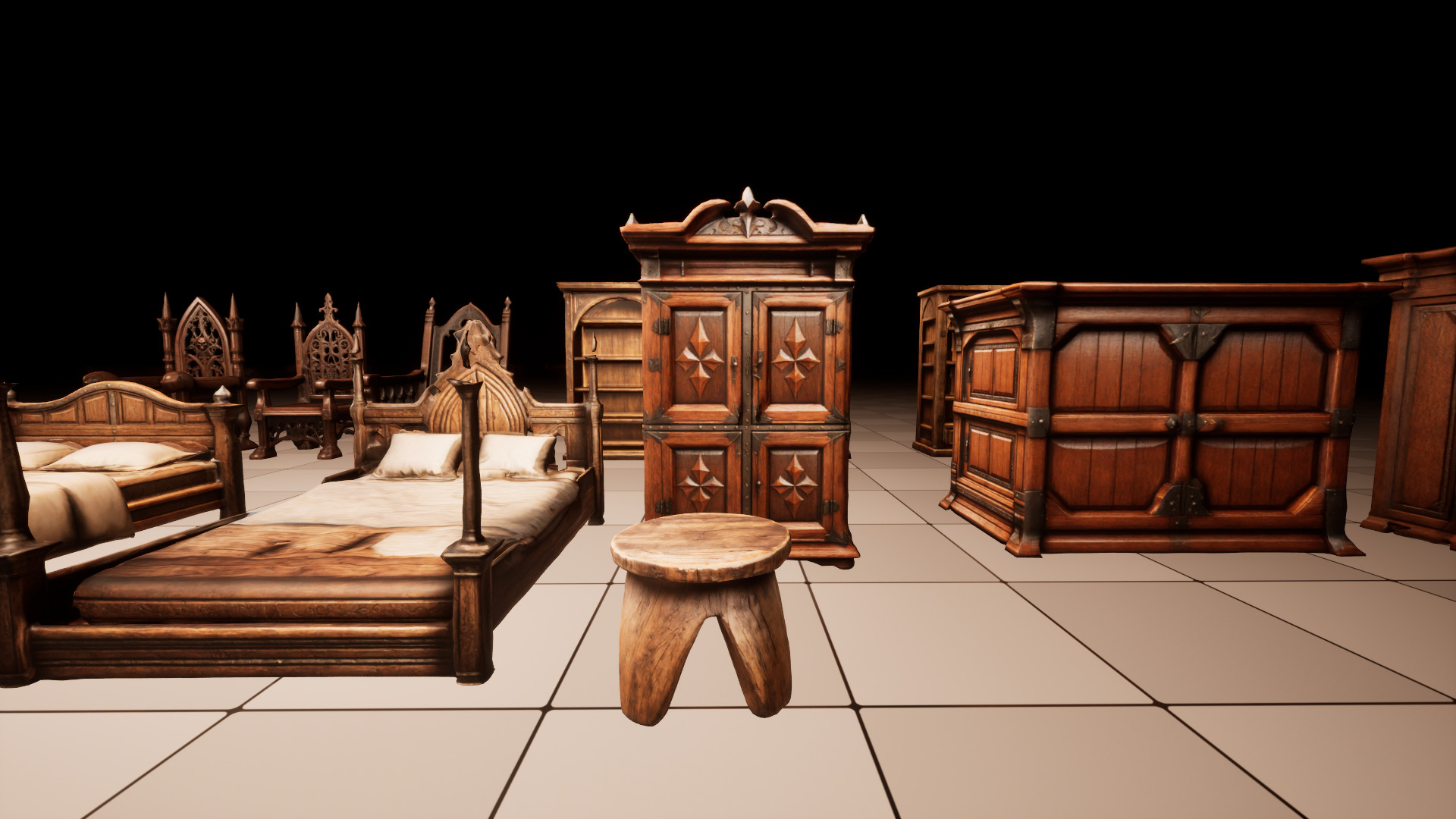 Medieval Furniture Lowpoly Asset Pack Low-poly 3D model_9