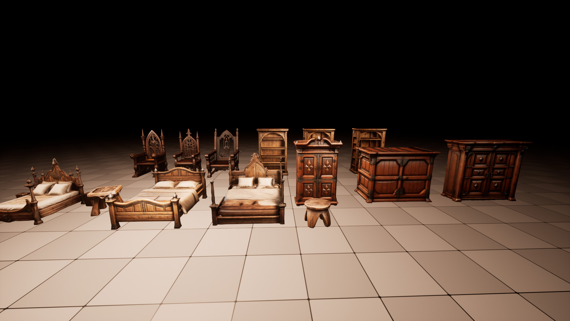 Medieval Furniture Lowpoly Asset Pack Low-poly 3D model_22