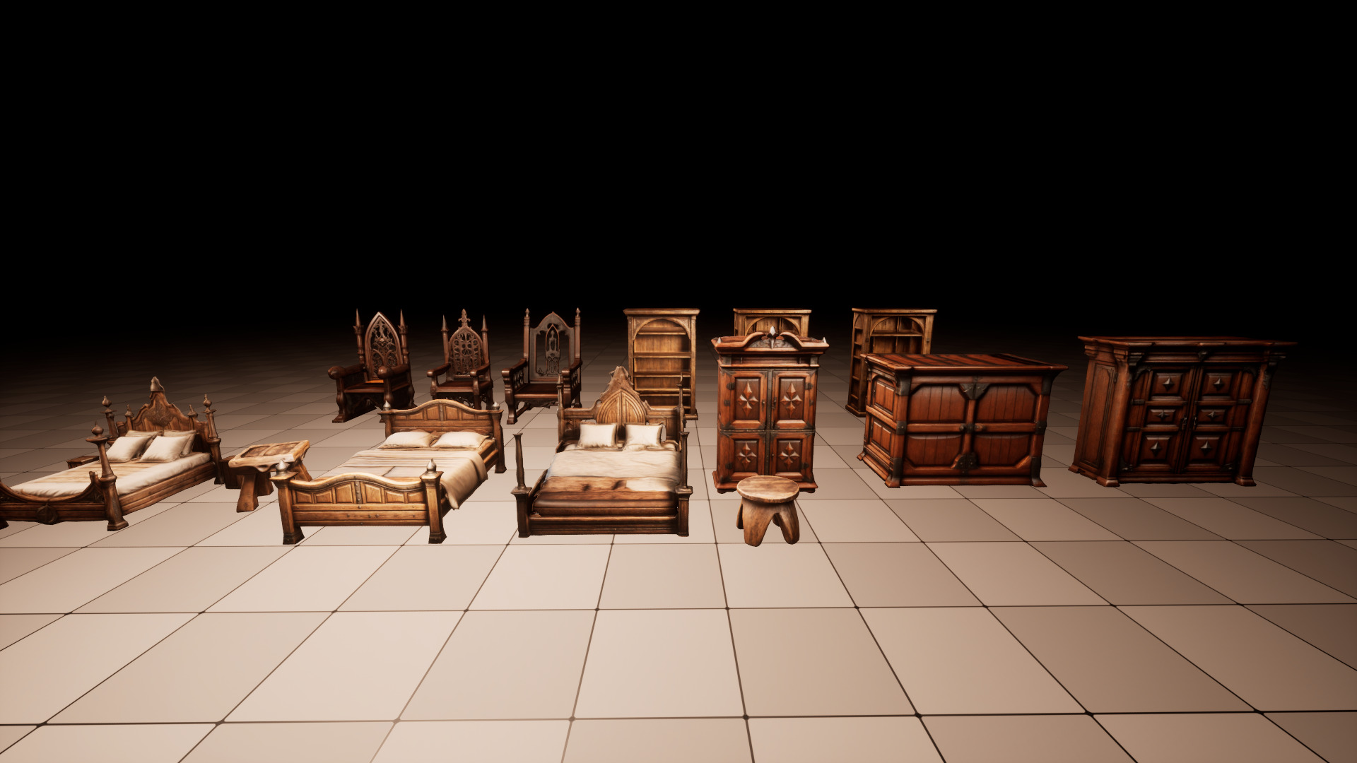 Medieval Furniture Lowpoly Asset Pack Low-poly 3D model_23