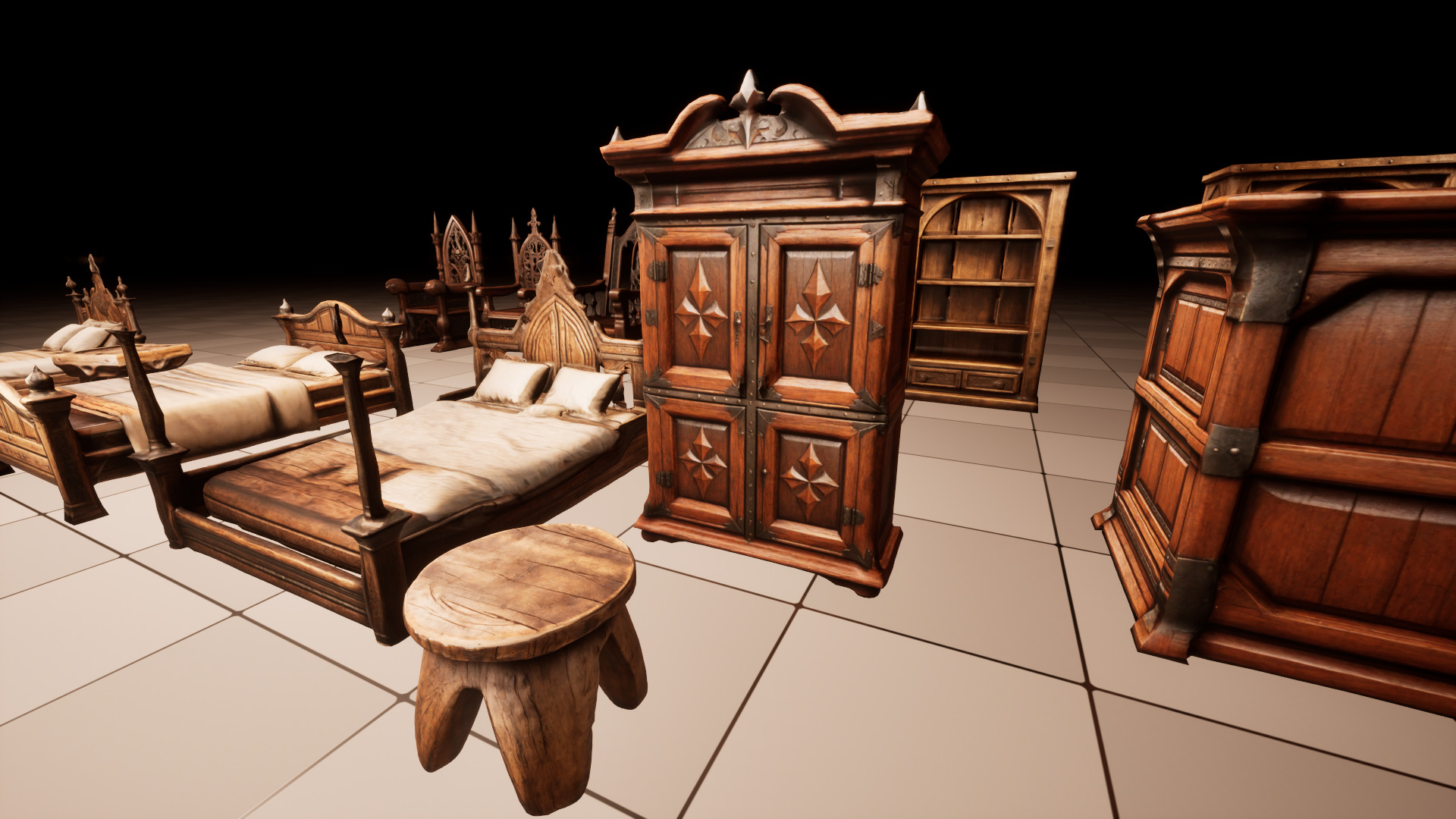 Medieval Furniture Lowpoly Asset Pack Low-poly 3D model_19