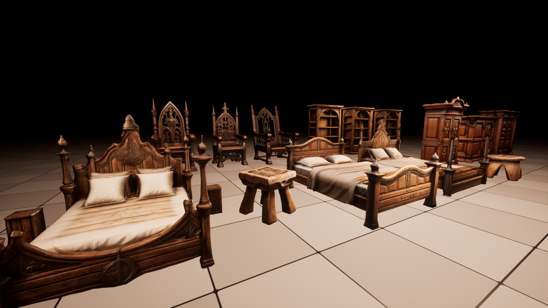 Medieval Furniture Lowpoly Asset Pack Low-poly 3D model_3