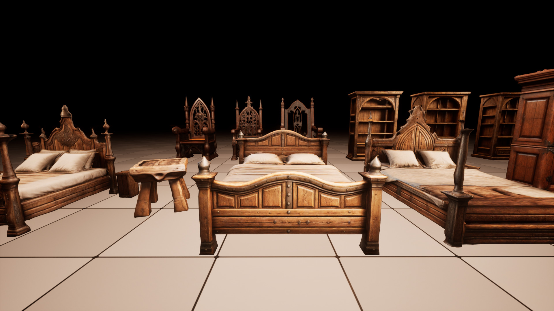 Medieval Furniture Lowpoly Asset Pack Low-poly 3D model_7