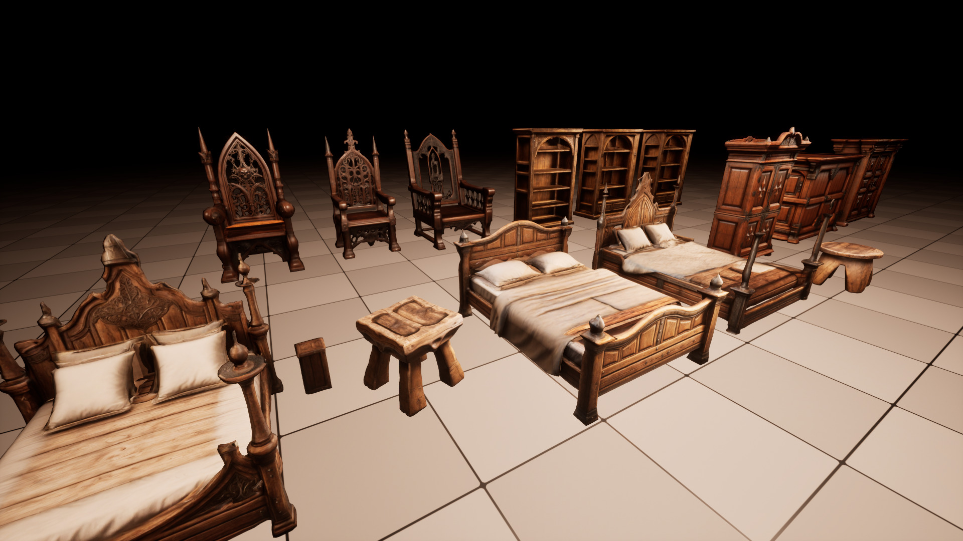 Medieval Furniture Lowpoly Asset Pack Low-poly 3D model_1
