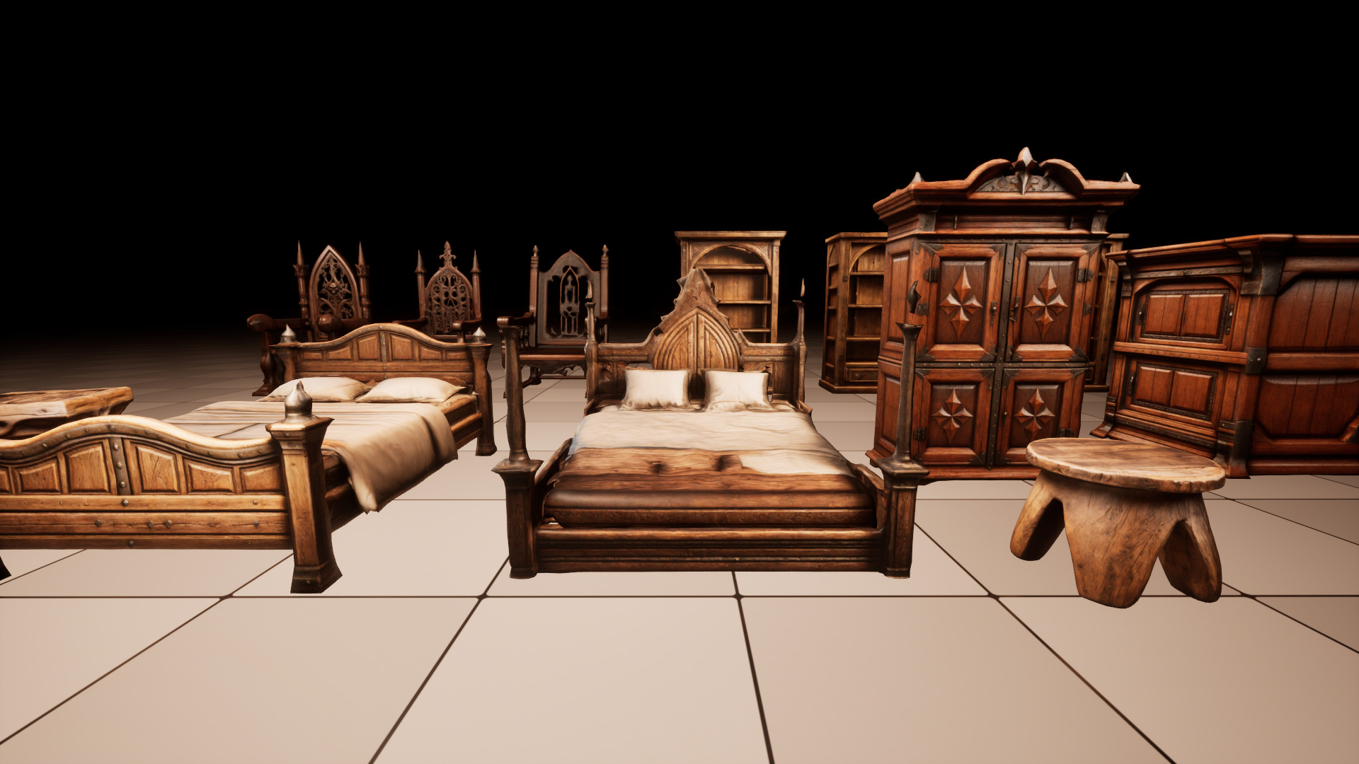 Medieval Furniture Lowpoly Asset Pack Low-poly 3D model_8