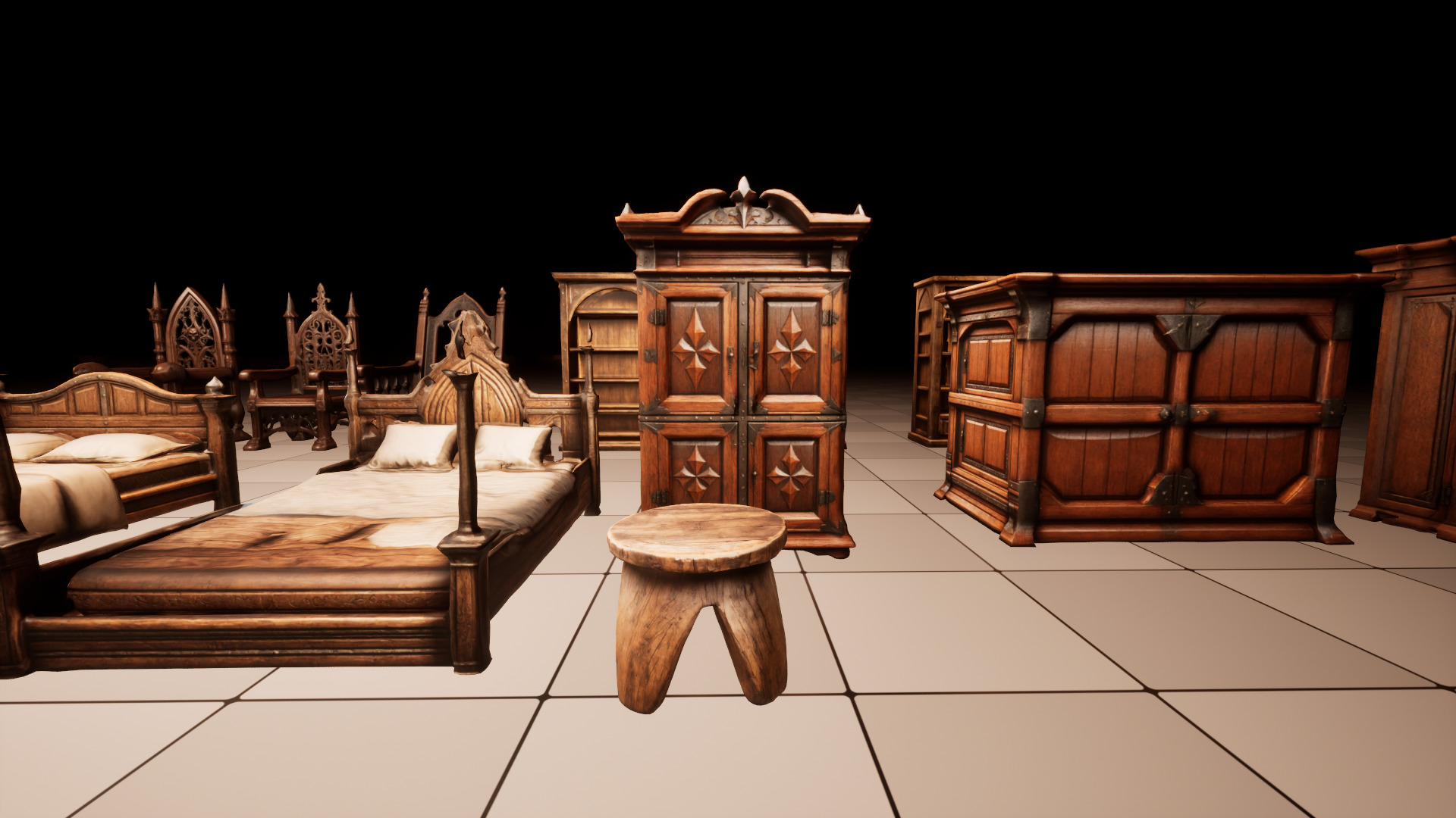 Medieval Furniture Lowpoly Asset Pack Low-poly 3D model_10