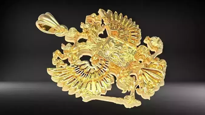 Russian Federation Coat of Arms Pendant light weight hollow