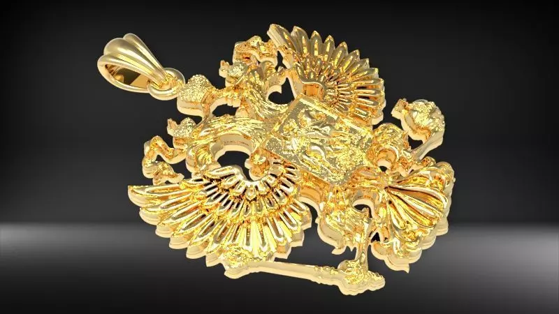 Russian Federation Coat of Arms Pendant light weight hollow 3D print model