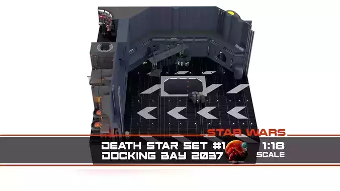 Set 1 - Death Star Docking bay 2037 1-18 scale Kenner Hasbro 3D print model