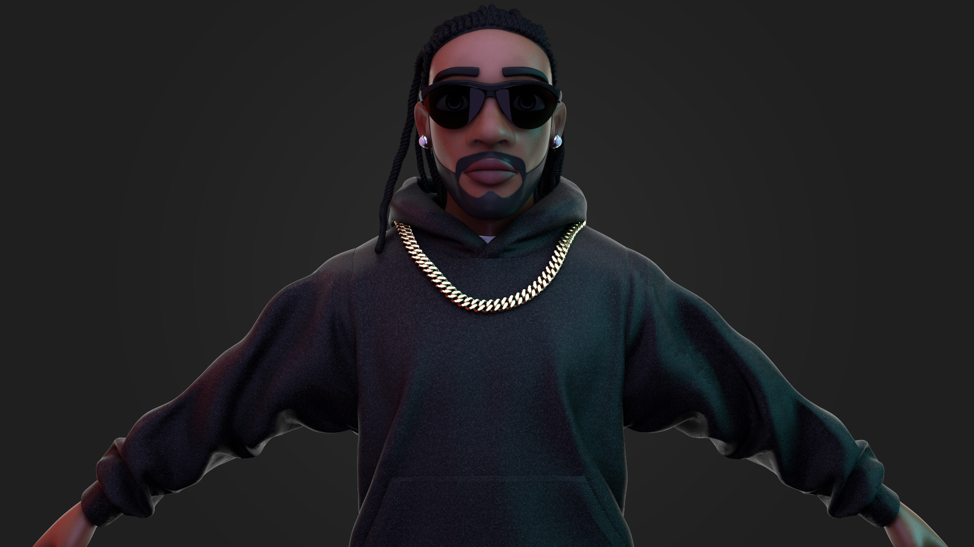 Hip-Hop Stylized Male Character 3D model_2