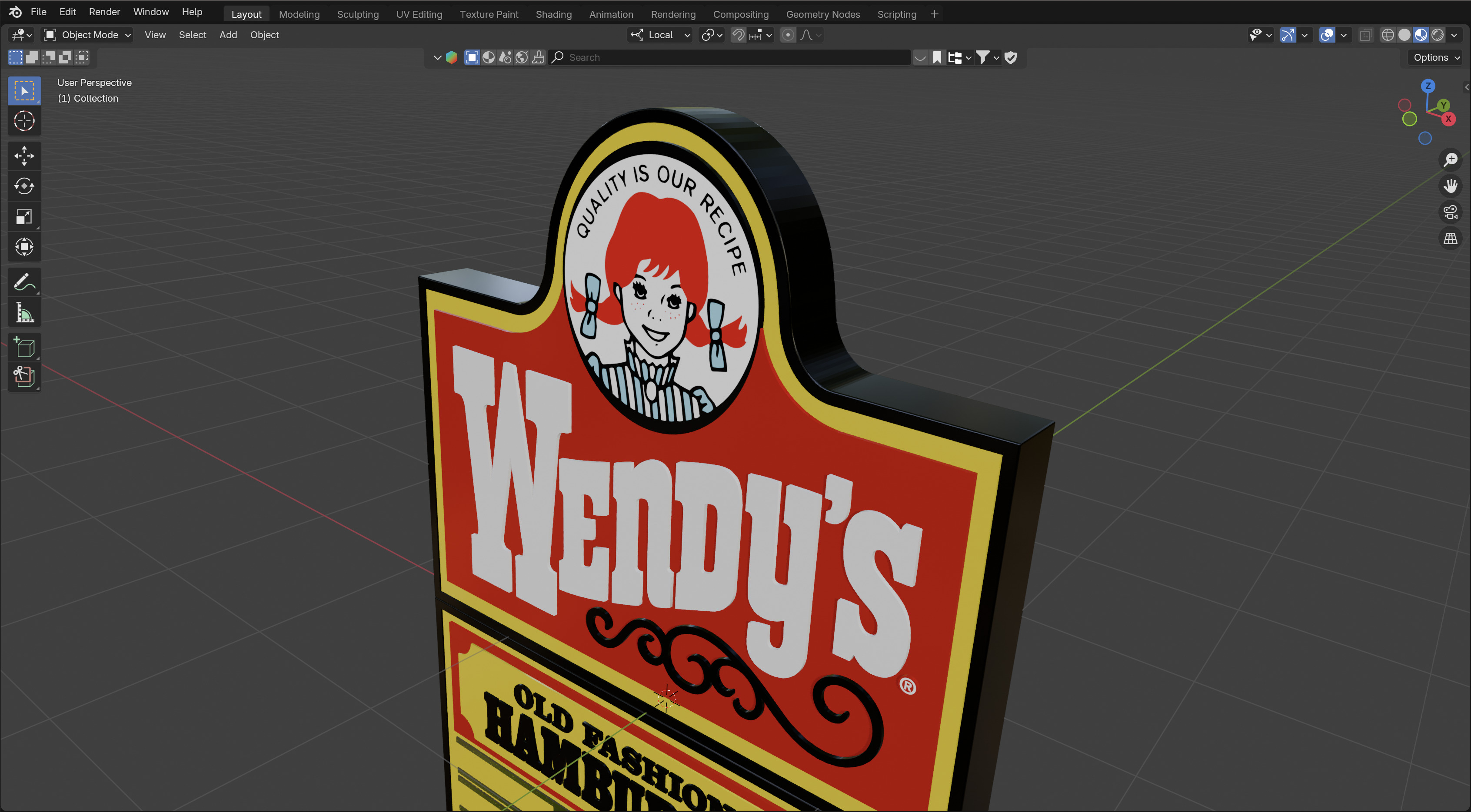 Wendys Sign 3D model_3