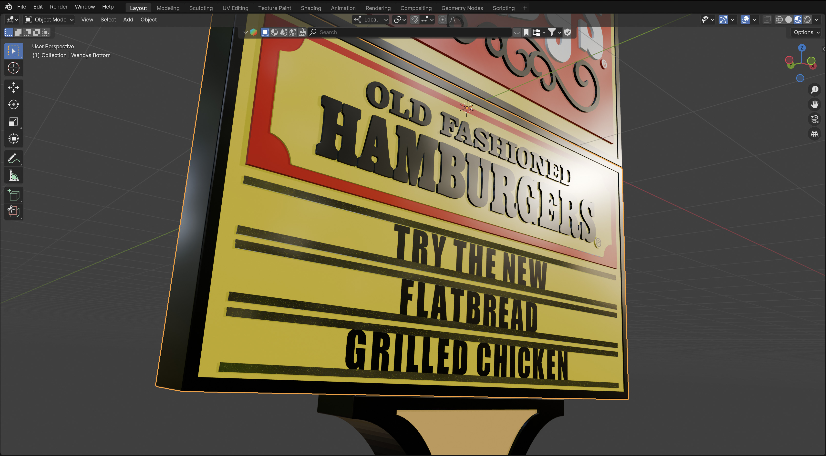 Wendys Sign 3D model_4