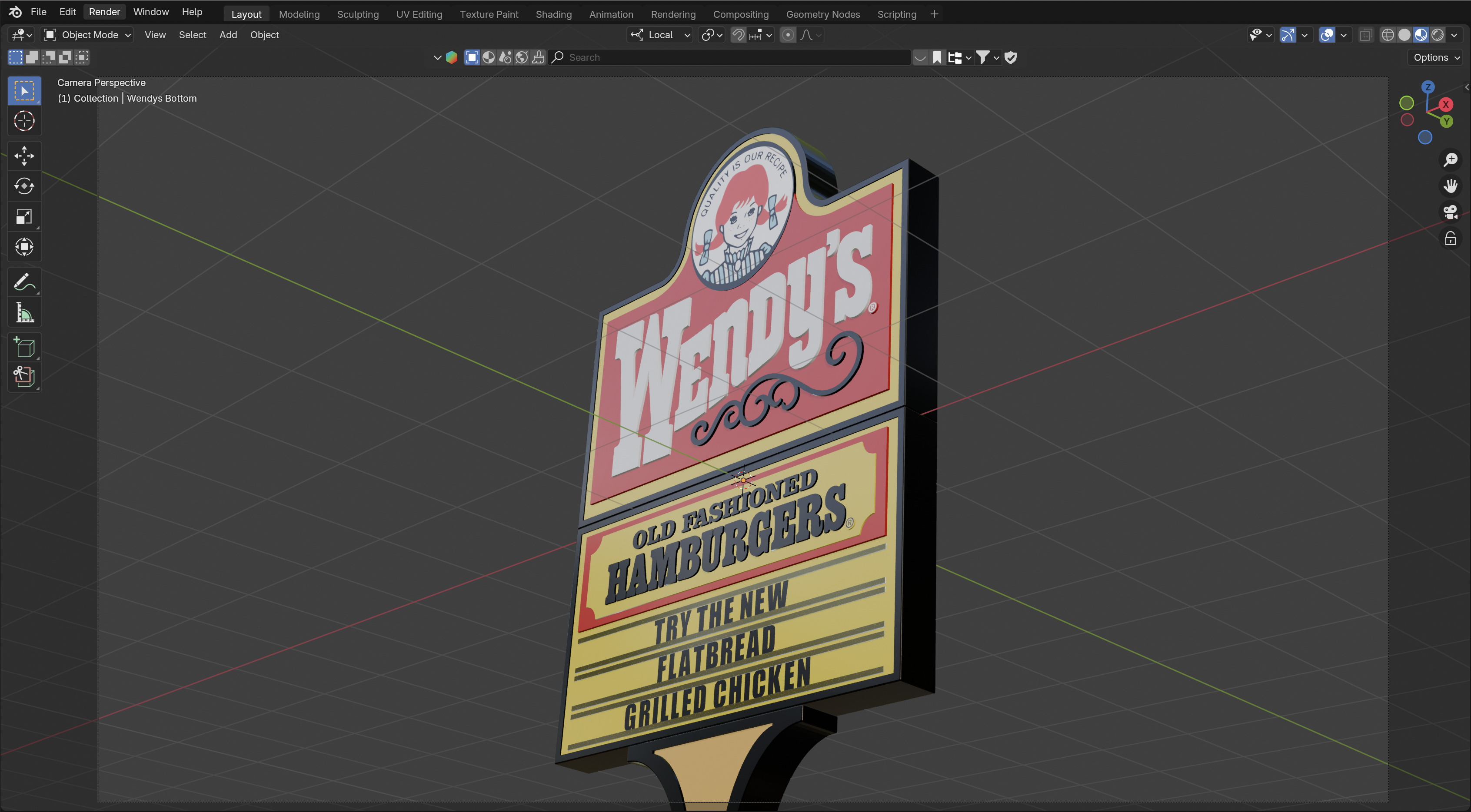 Wendys Sign 3D model_2