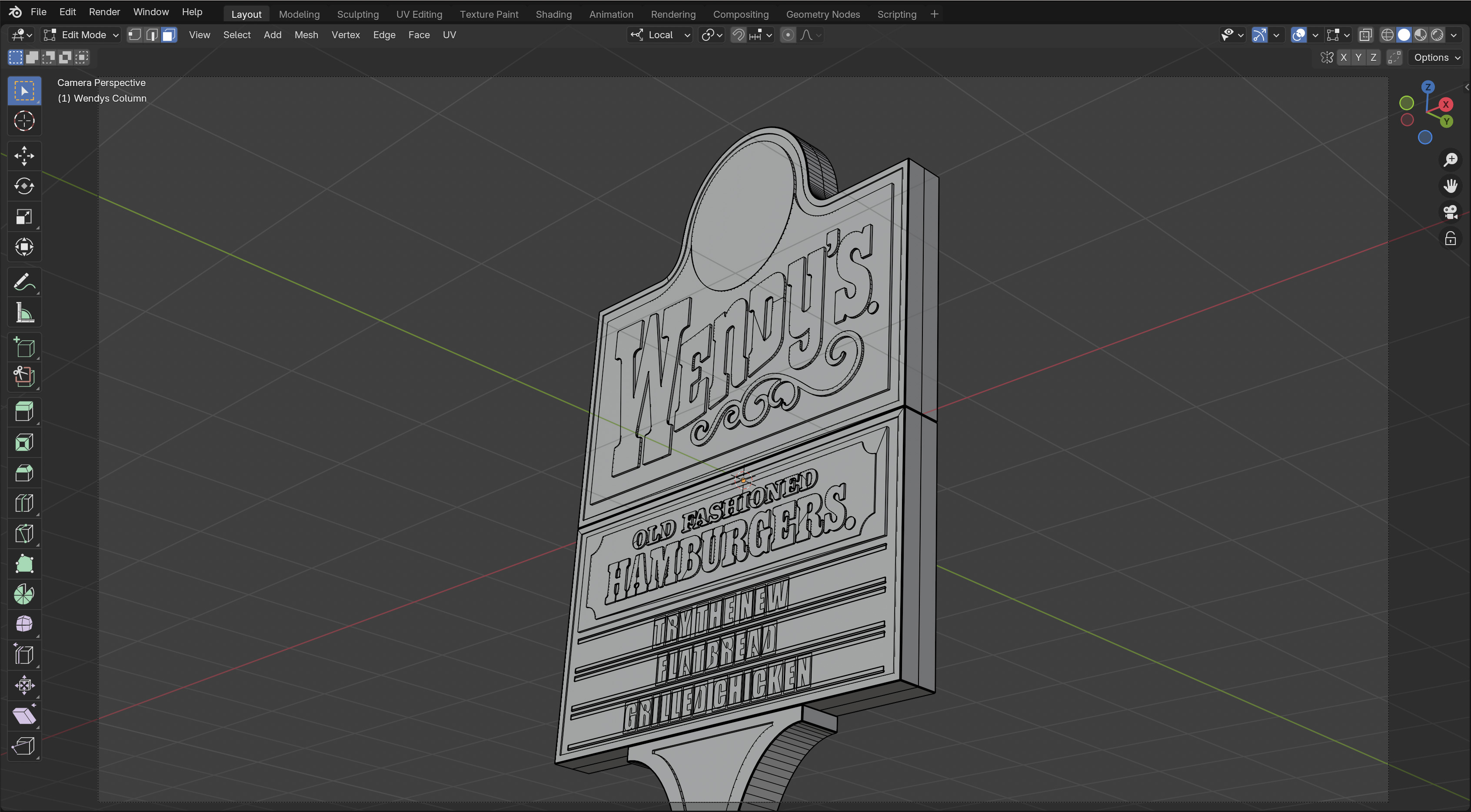 Wendys Sign 3D model_6