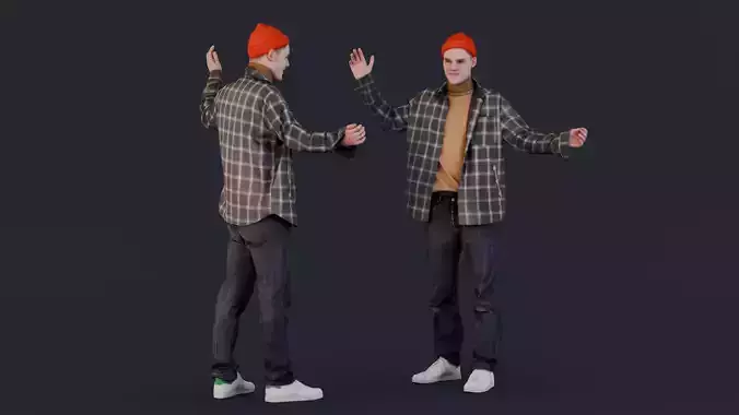 Friendly Casual Guy in Checkered Jacket 3D model
