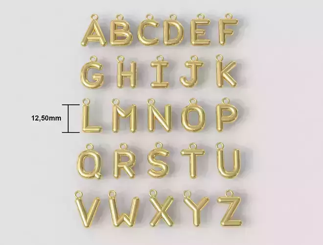12mm Balloon Alphabet - 26 Letter Pendants 3D print model