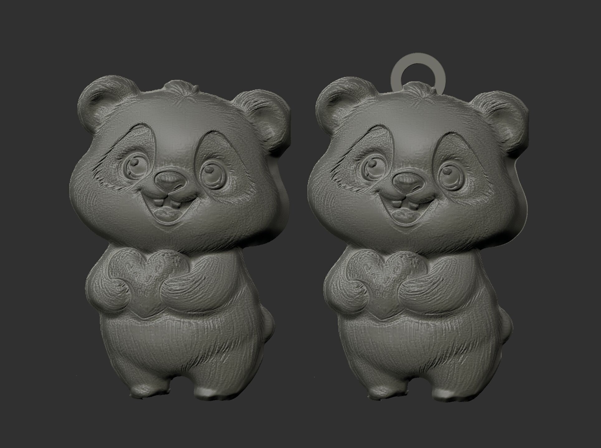 cute panda with heart  3D print model_6