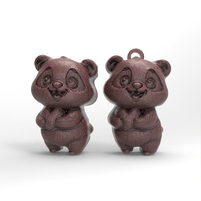 cute panda with heart  3D print model_1