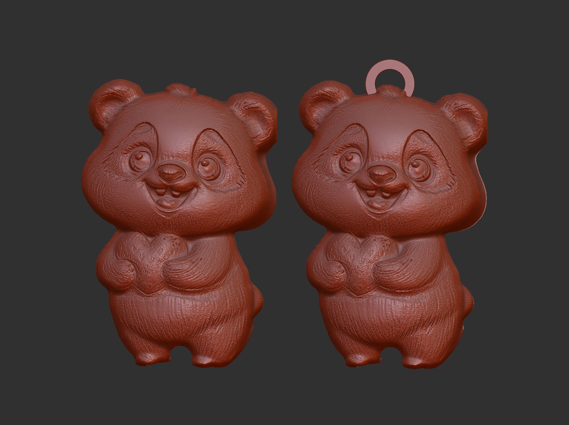 cute panda with heart  3D print model_3
