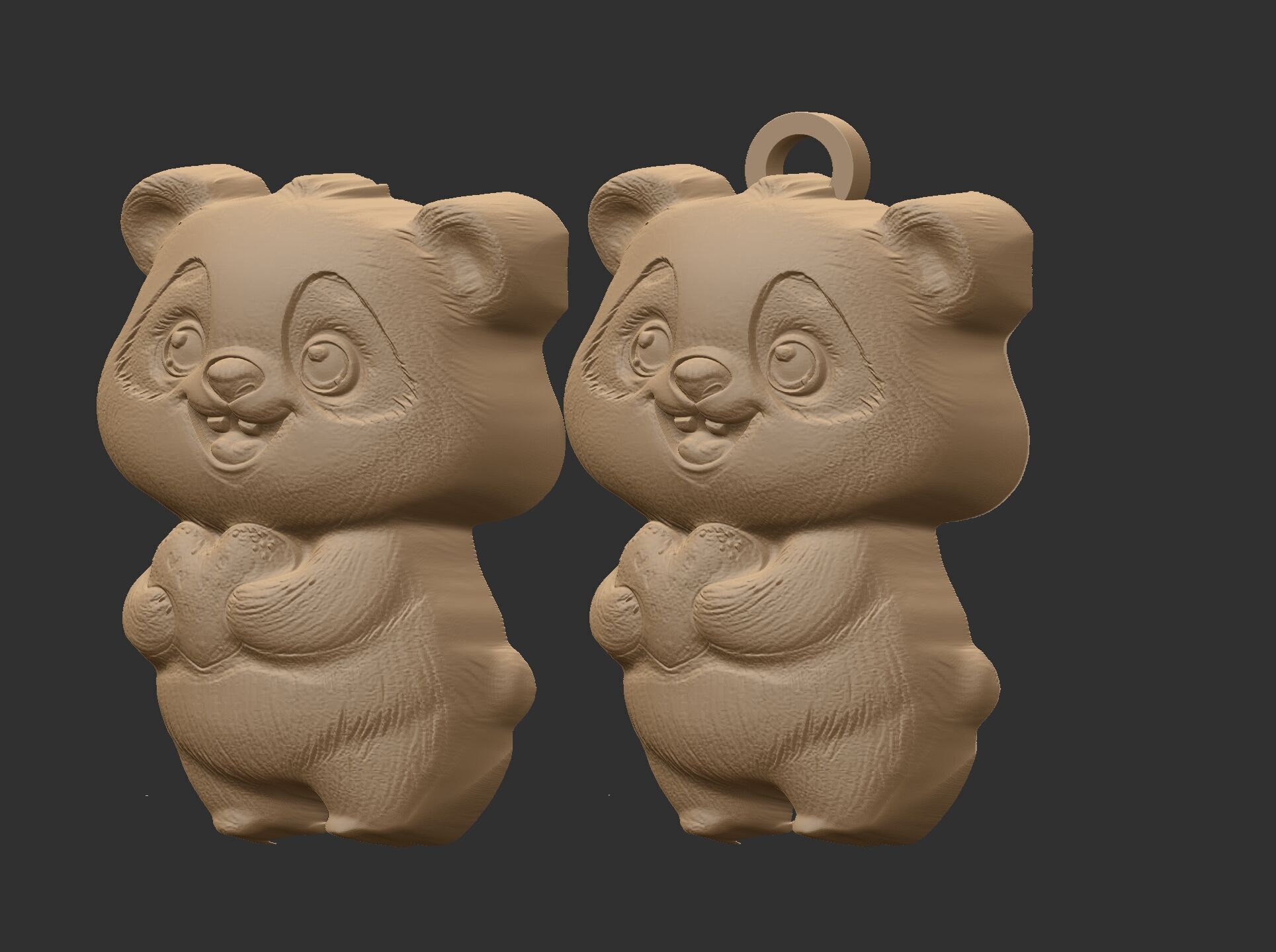 cute panda with heart  3D print model_8
