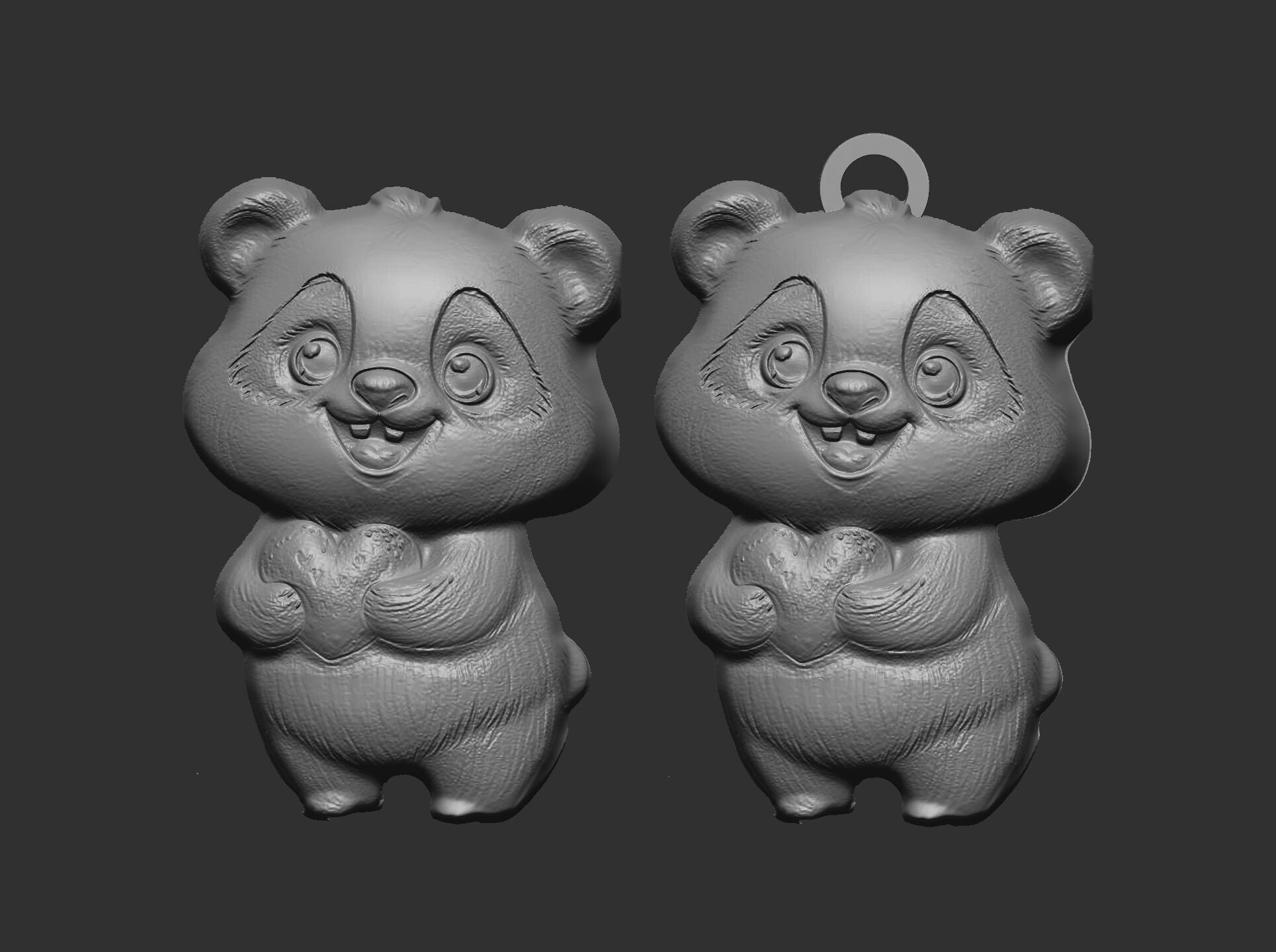 cute panda with heart  3D print model_9