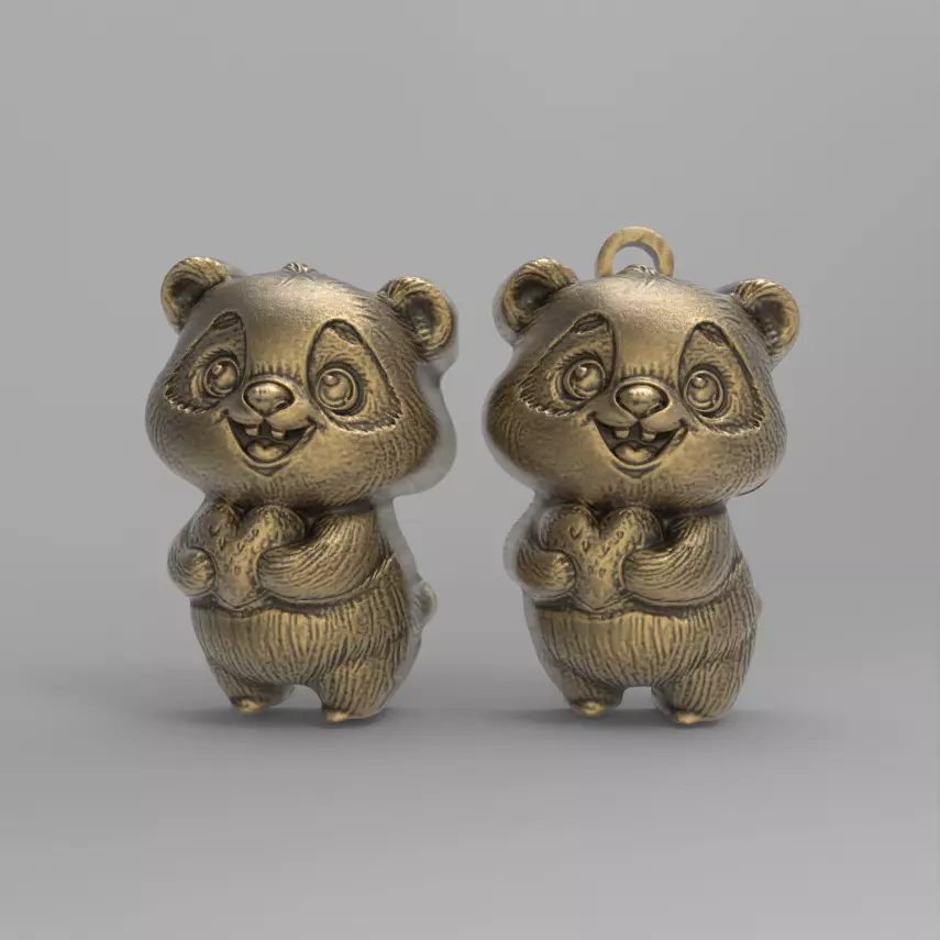 cute panda with heart  3D print model_0