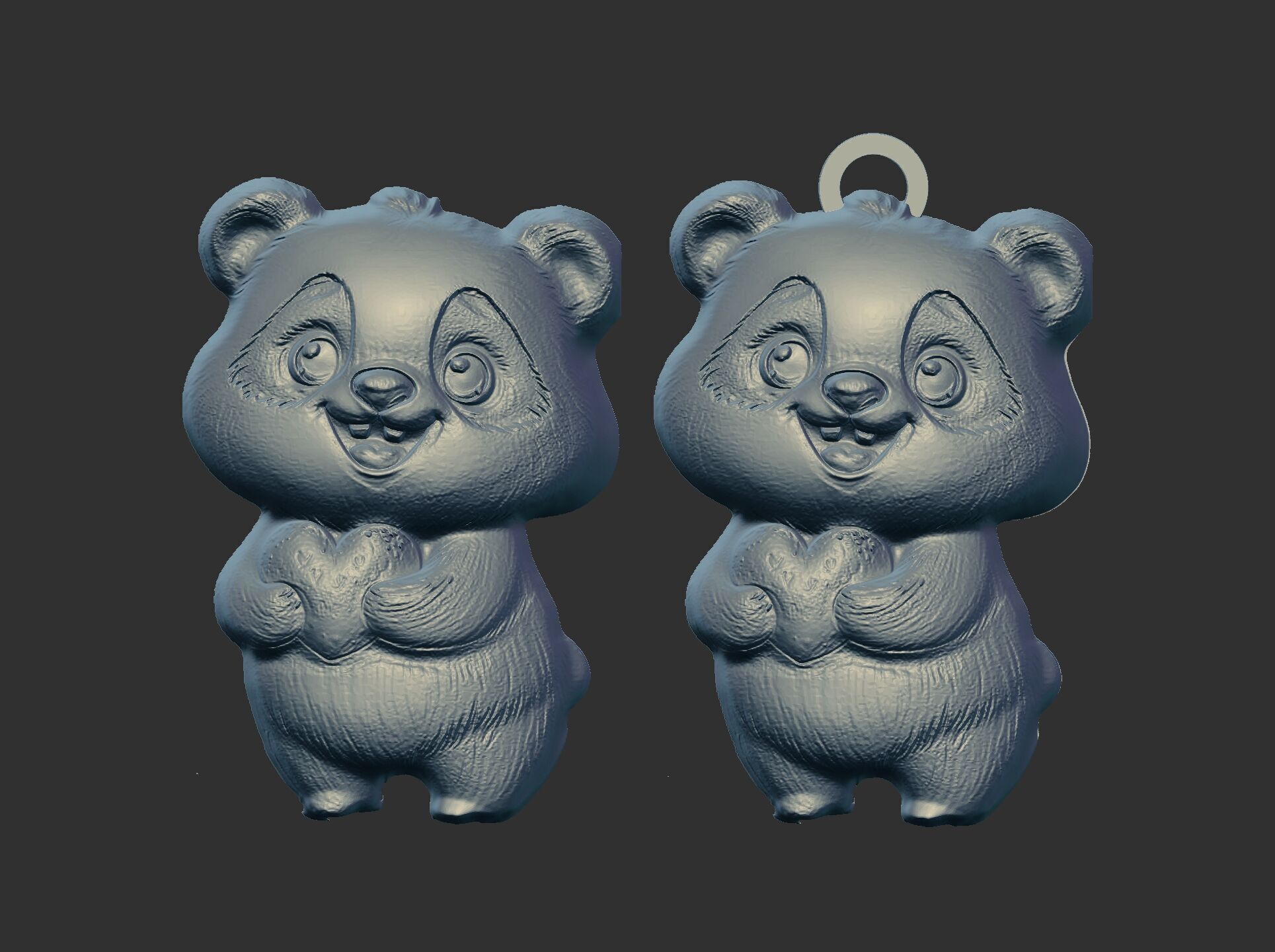 cute panda with heart  3D print model_7