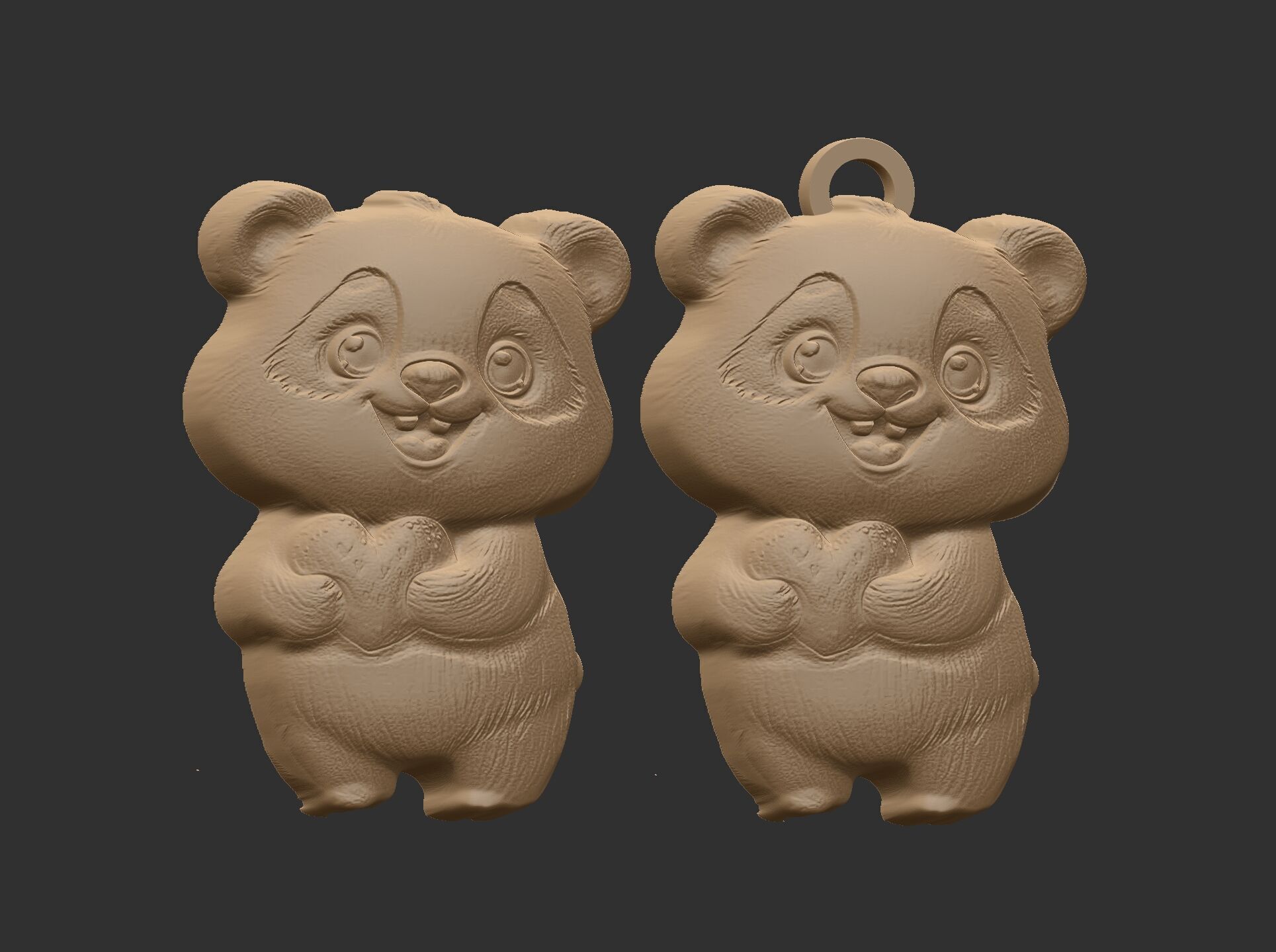 cute panda with heart  3D print model_4